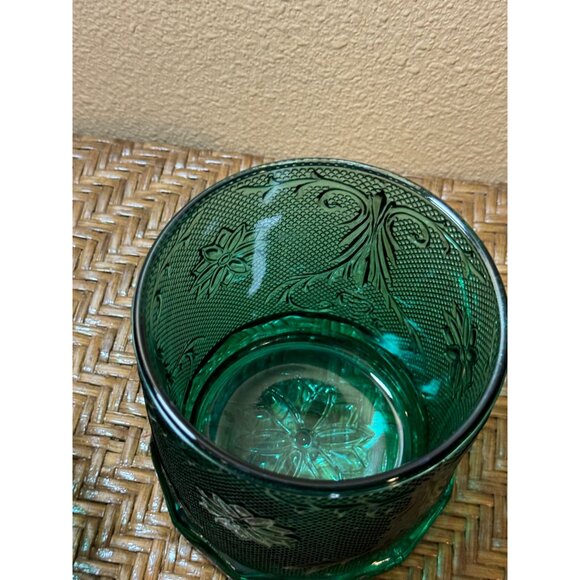 Vintage Tiara Indiana Glass Green Spruce Canister with Lid 7.5" Tall - Picture 3 of 8